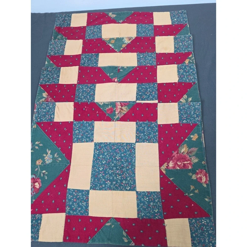 Vintage Quilted Placemats Patchwork Cottagecore Farm House Set‎ of 4 Grannycore